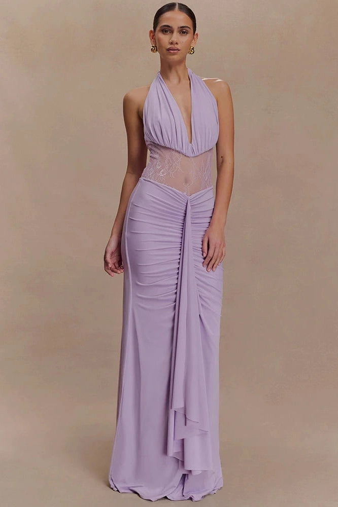 Glorol - Backless See Through Sleeveless Bodycon Maxi Dress
