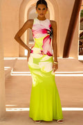 Glorol - Printed Sleeveless O Neck Bodycon Maxi Dress