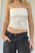 Glorol - Lace Slim See-Through Off-Shoulder Sleeveless  Top