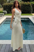 Glorol - Elegant Deep V-Neck Backless Knitted Maxi Dress