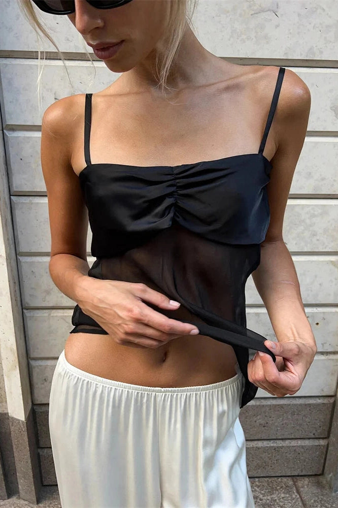 Glorol - See-Through Backless Sleeveless Top