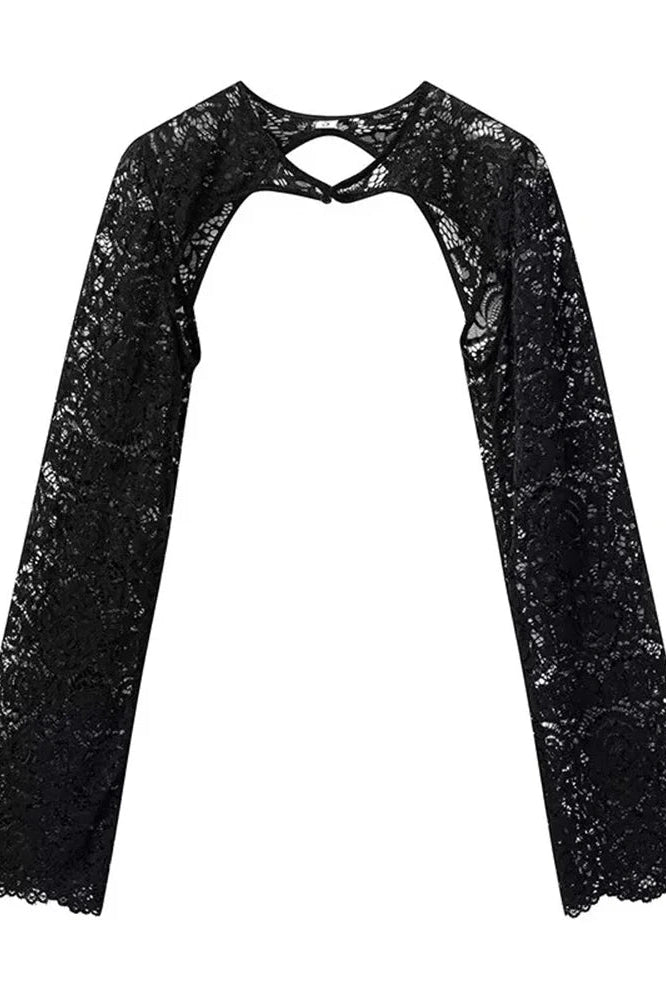 Glorol - Hollow Out Lace 2 Piece Printed Mini Dress