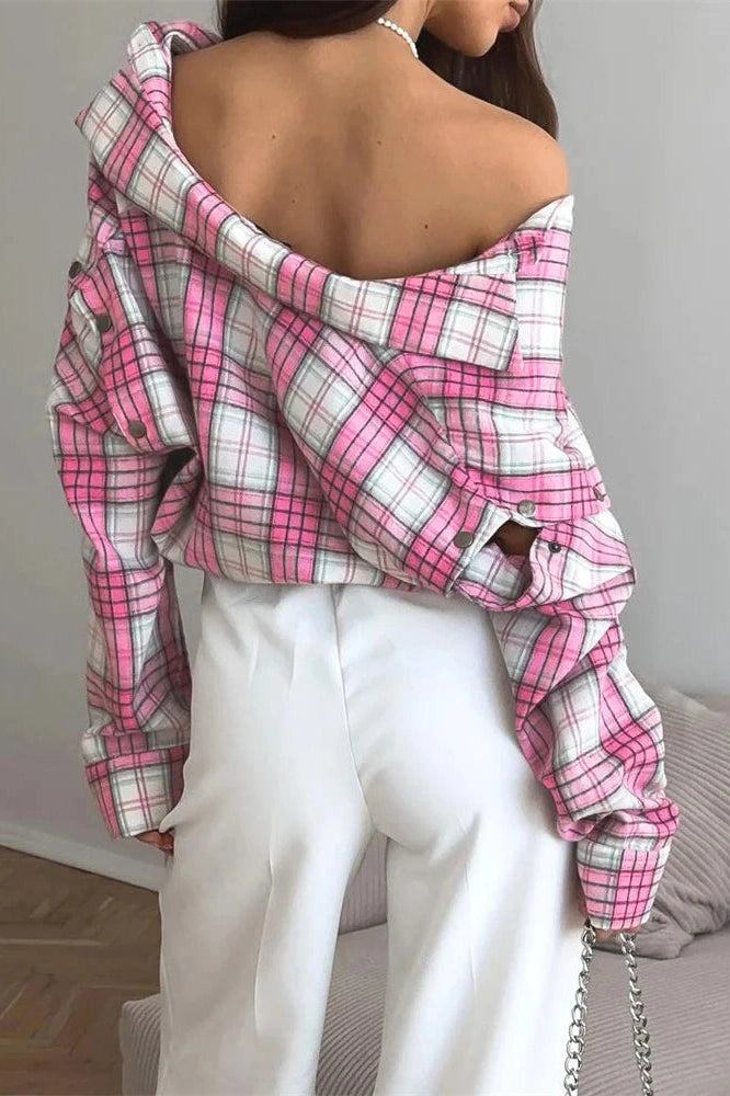 Glorol - Printed Patchwork Loose Long Sleeve Top