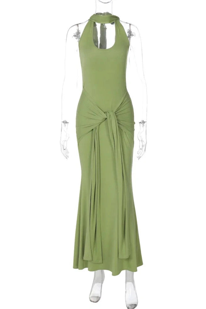 Glorol - Backless Sleeveless Bodycon Maxi Dress