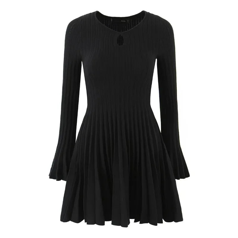 Glorol - Hollow Out High Waist Long Sleeve Mini Dress
