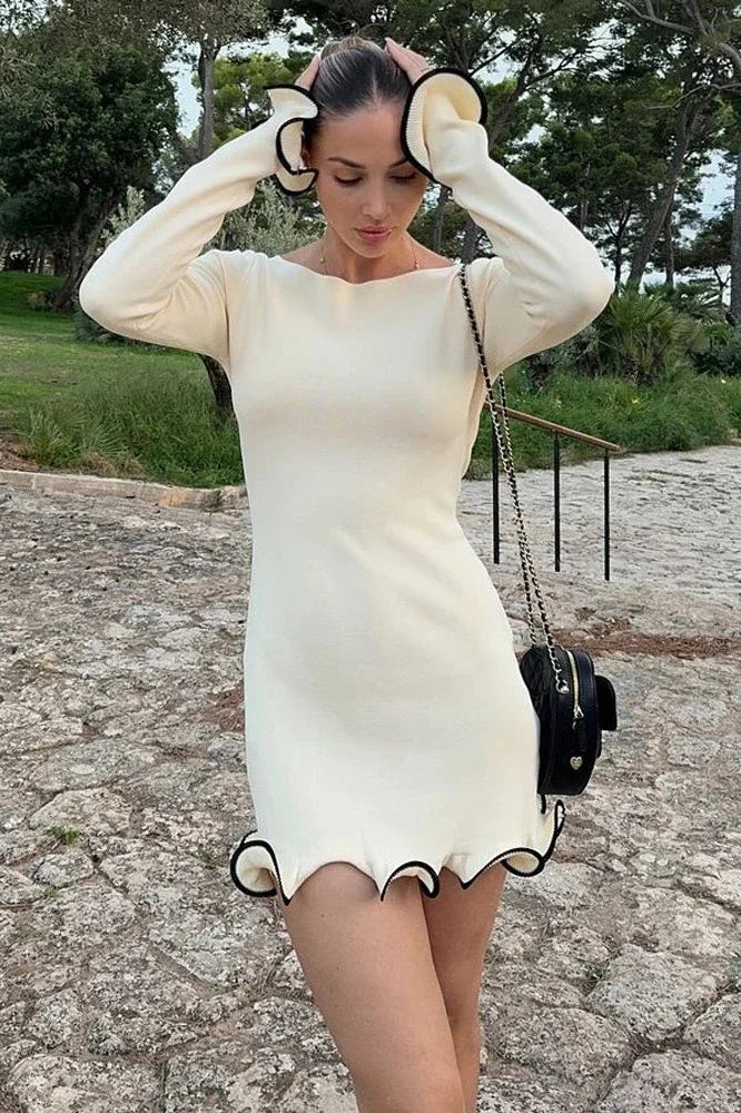 Glorol - Slim Patchwork High Waist Mini Dress
