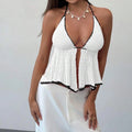 Glorol - Hollow Mesh Backless Sleeveless Slit Top