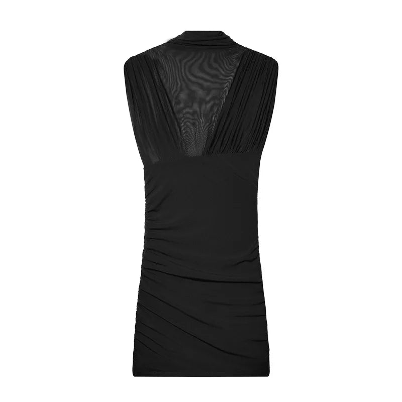 Glorol - See Through Patchwork Sleeveless Mini Dress