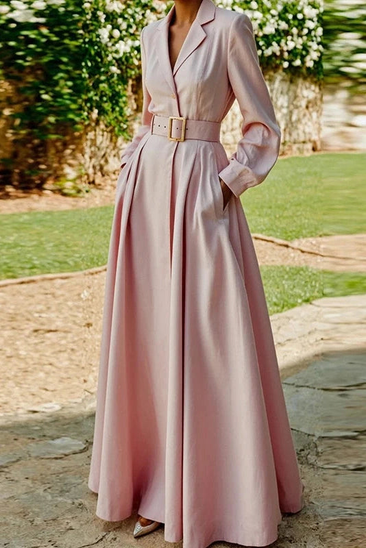 Glorol - Long Sleeve High Waist Maxi Dress