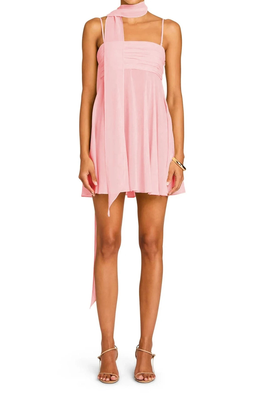 Glorol - Sleeveless Spaghetti Strap Backless A-Line Mini Dress