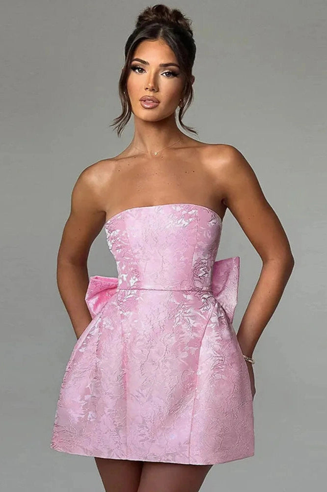 Glorol - Off-shoulder Strapless Sleeveless Backless Mini Dress