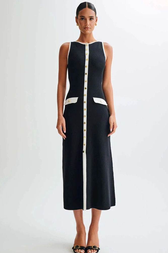 Glorol - High Waist Slim Sleeveless Maxi Dress