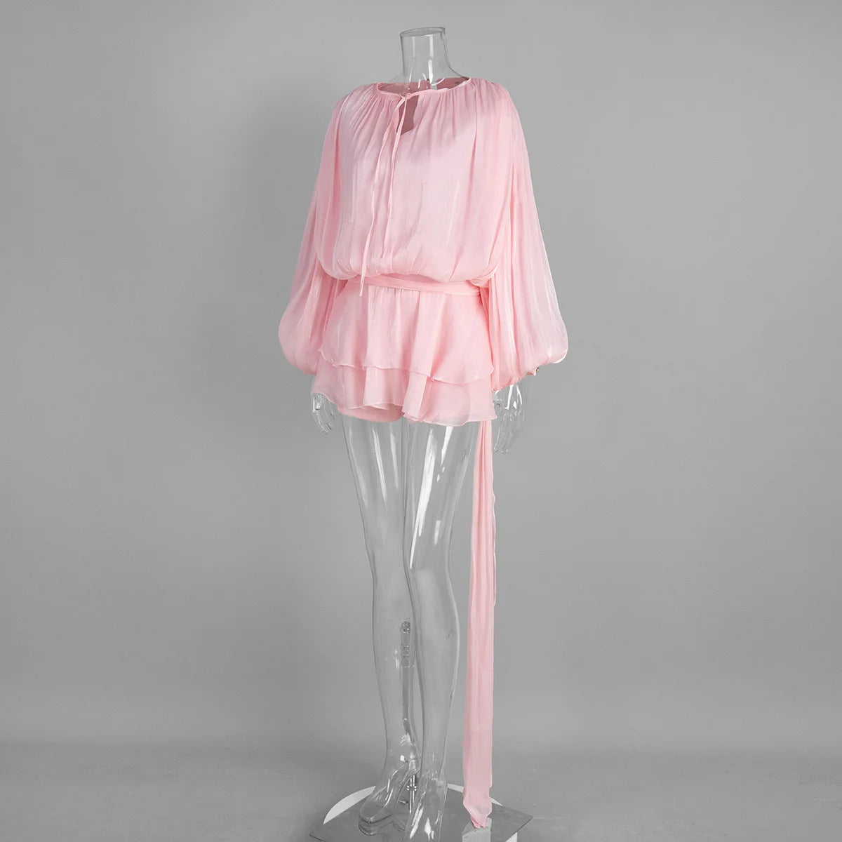 Glorol - Long Sleeve Lace Up Mini Dress