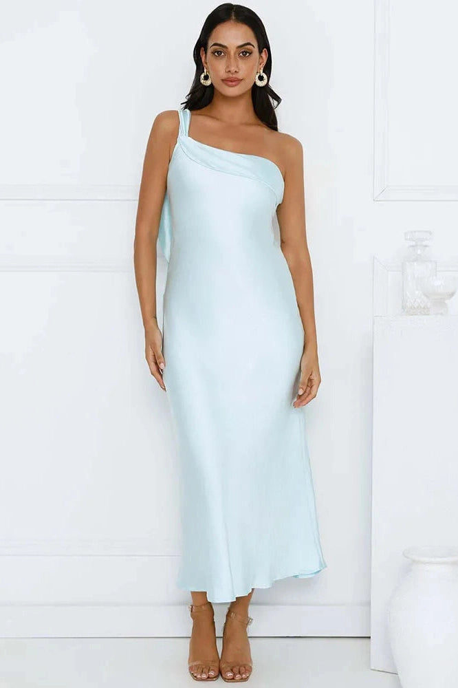 Glorol - One Shoulder Backless Sleeveless High Split Maxi Dress