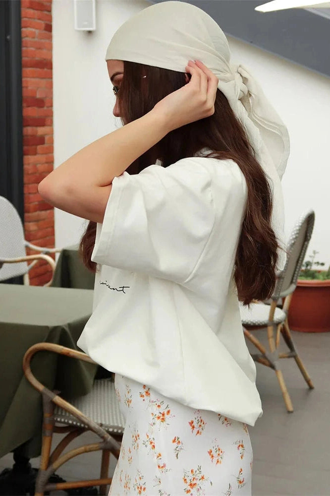 Glorol - Printed Short Sleeve Patchwork Loose Top
