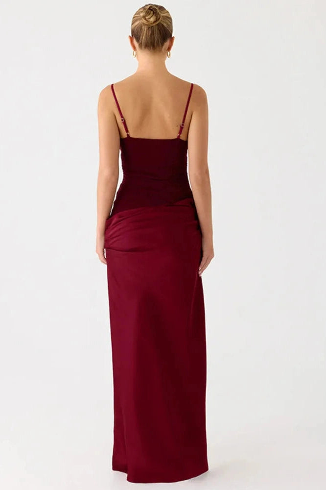 Glorol - Spaghetti Strap Backless See Through Sleeveless Maxi Dress