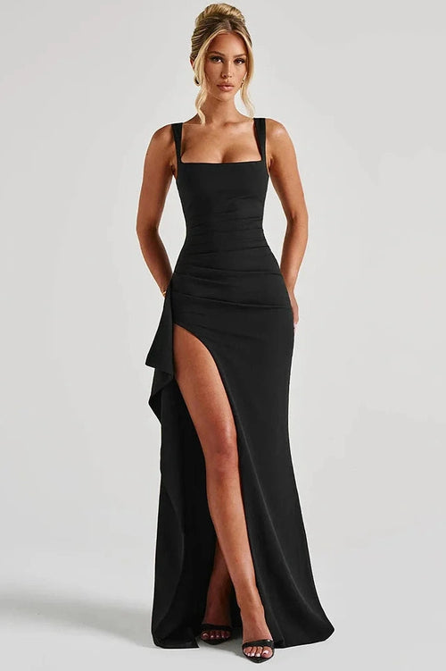 Glorol - Backless Spaghetti Strap Sleeveless High Split Maxi Dress