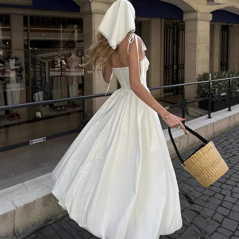 Glorol - Lace-Up Sleeveless Midi Dress