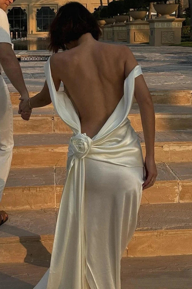 Glorol - Elegant Backless High Split Maxi Dress