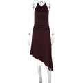 Glorol - Backless Slim Lace Irregular Midi Dress