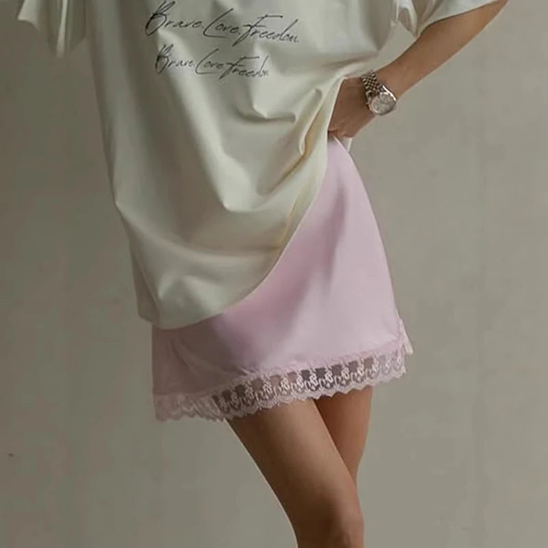 Glorol - High Waist Loose Lace Skirt