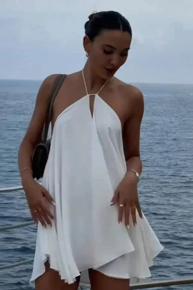 Notiglo - Hollow Out Off Shoulder Sleeveless Backless Mini Dress