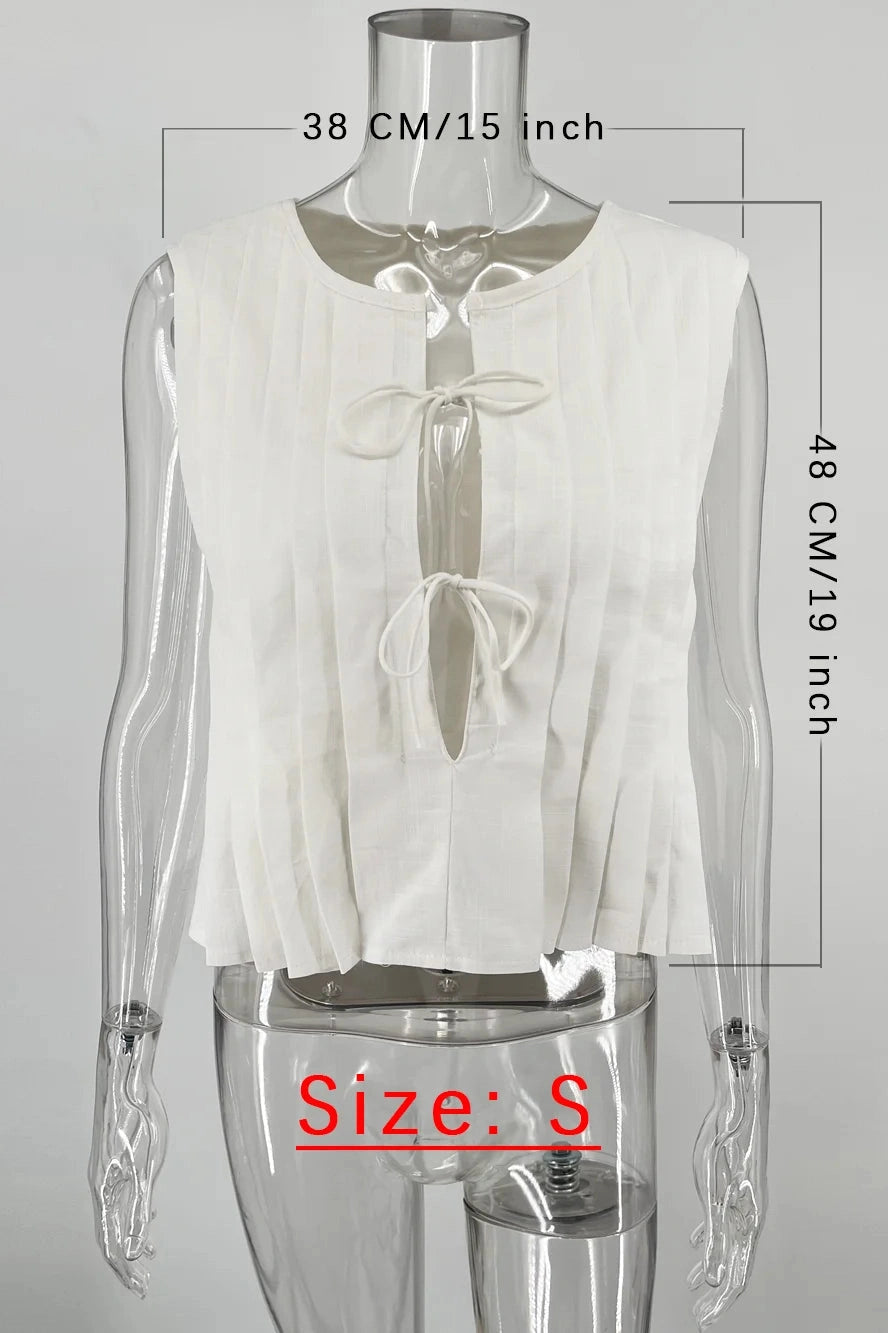 Glorol - Hollow Out Sleeveless Slim Lace-Up Top
