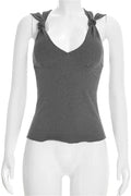 Glorol - Backless Lace-Up V-Neck Sleeveless Top