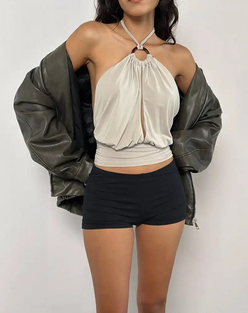 Glorol - Hollow Sleeveless Backless Straps Top