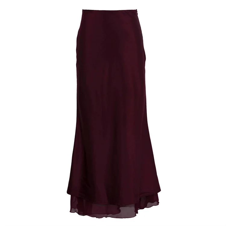 Glorol - High Waist Double-Layer Splicing Skirt