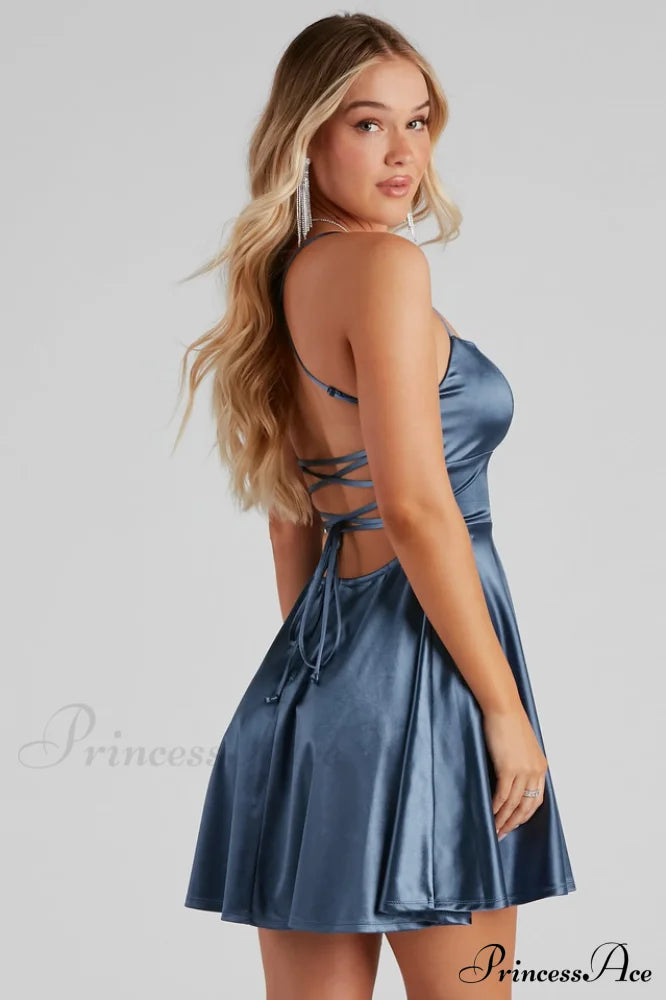 A Moment In Satin Skater Dress