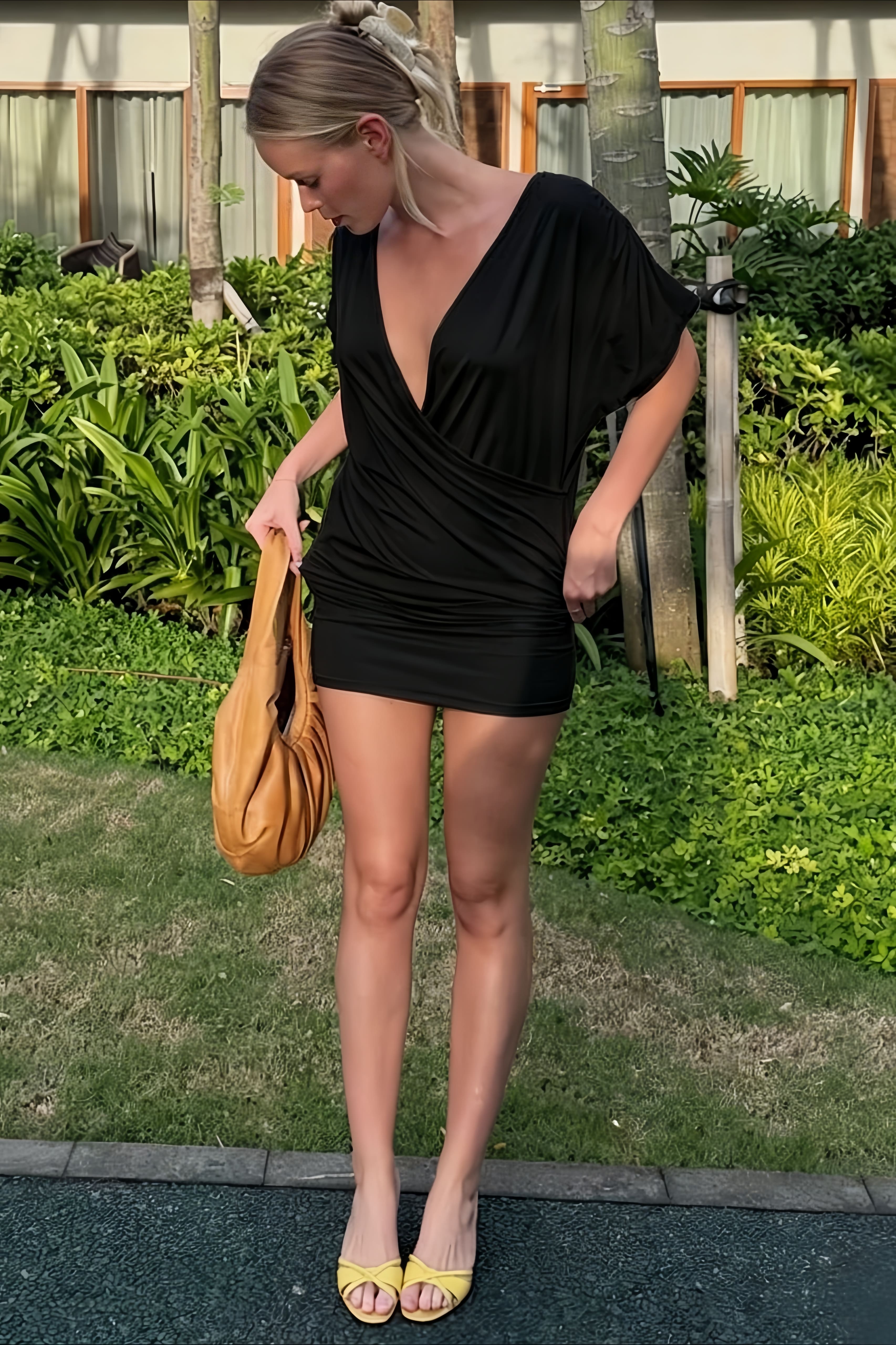 Casual Solid Ruched Bodycon Mini Dress