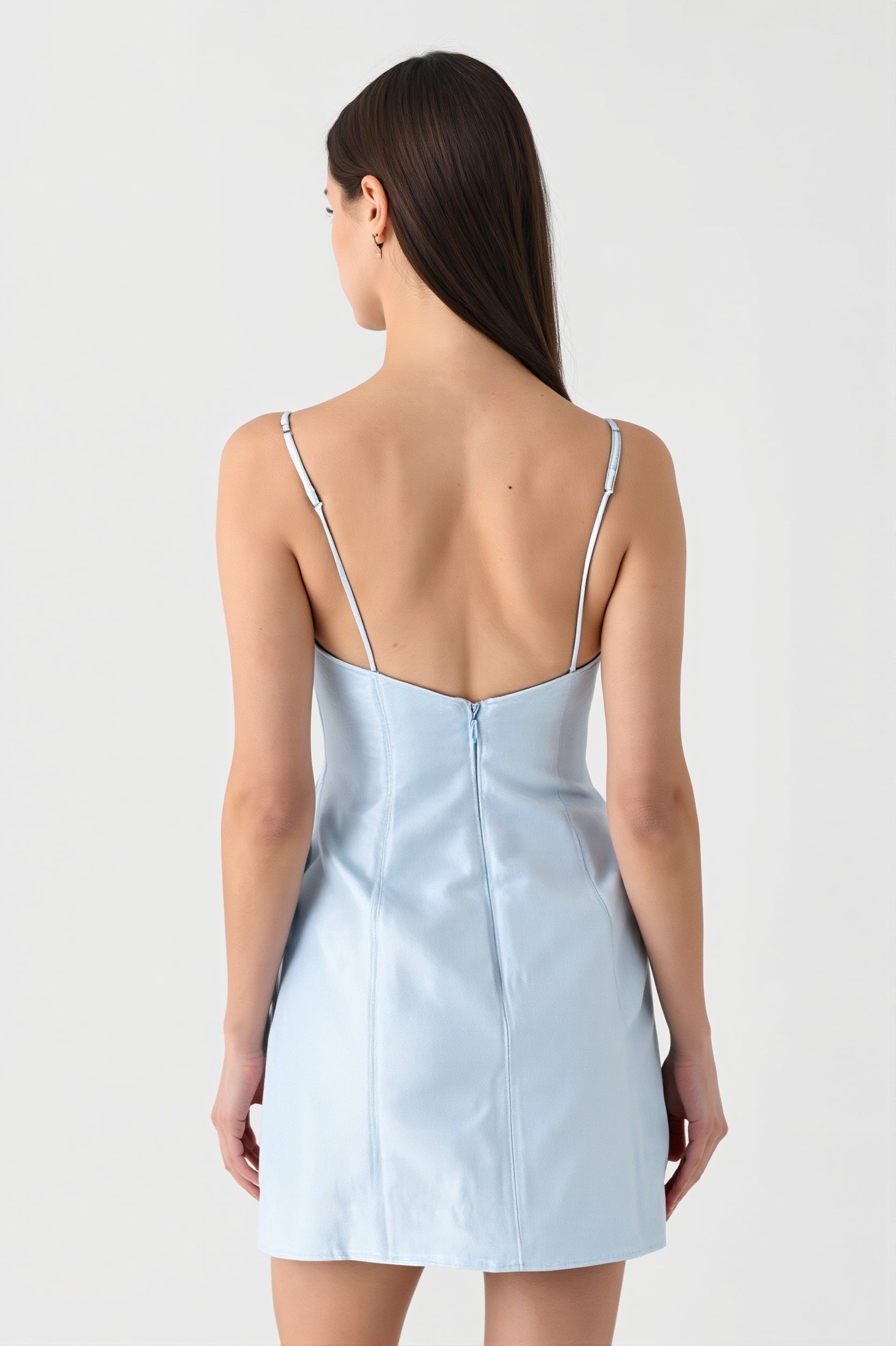 3D Floral Cami Satin Mini Dress