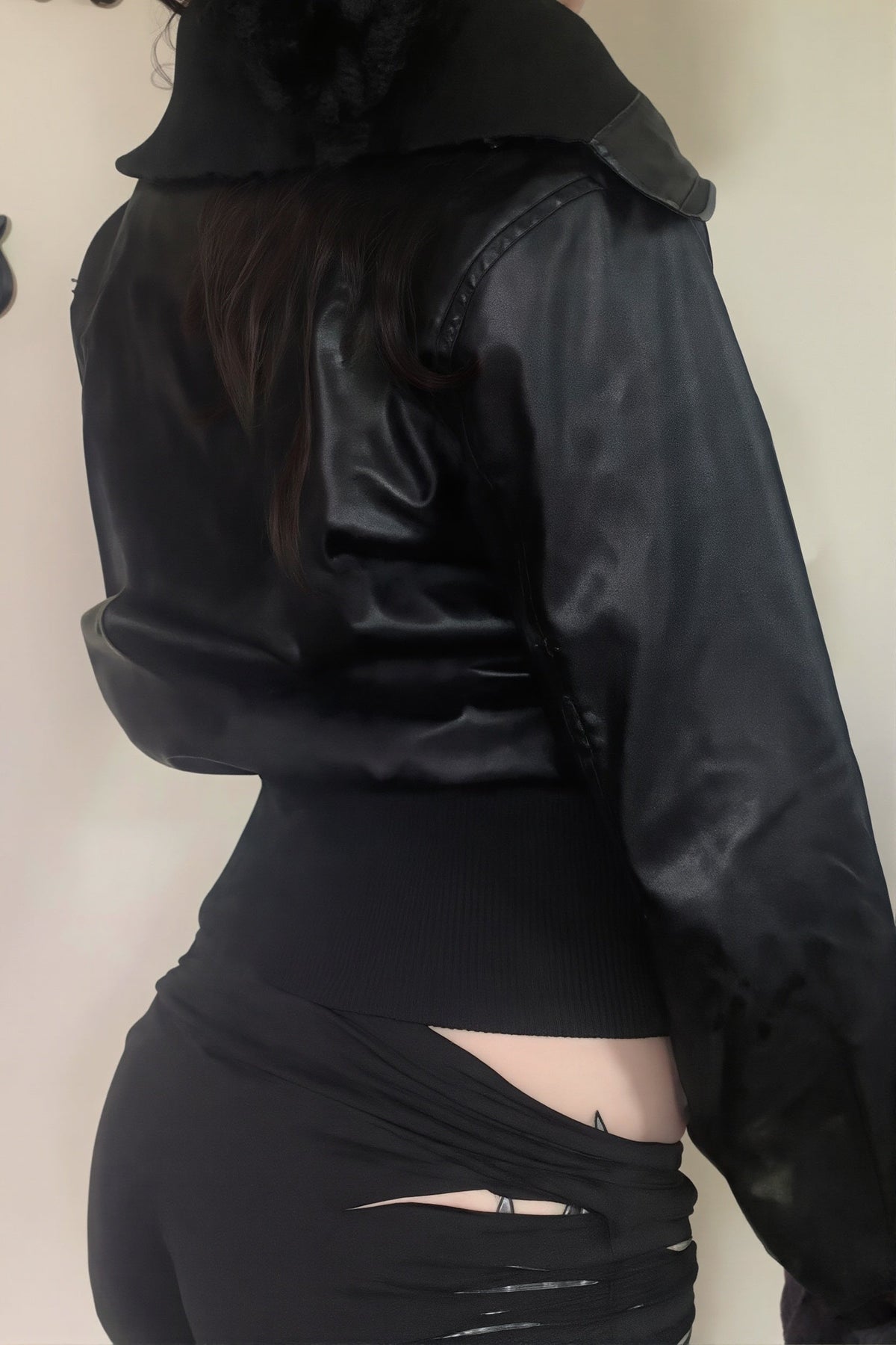 Multi Zip Faux Leather Fitted Jacket