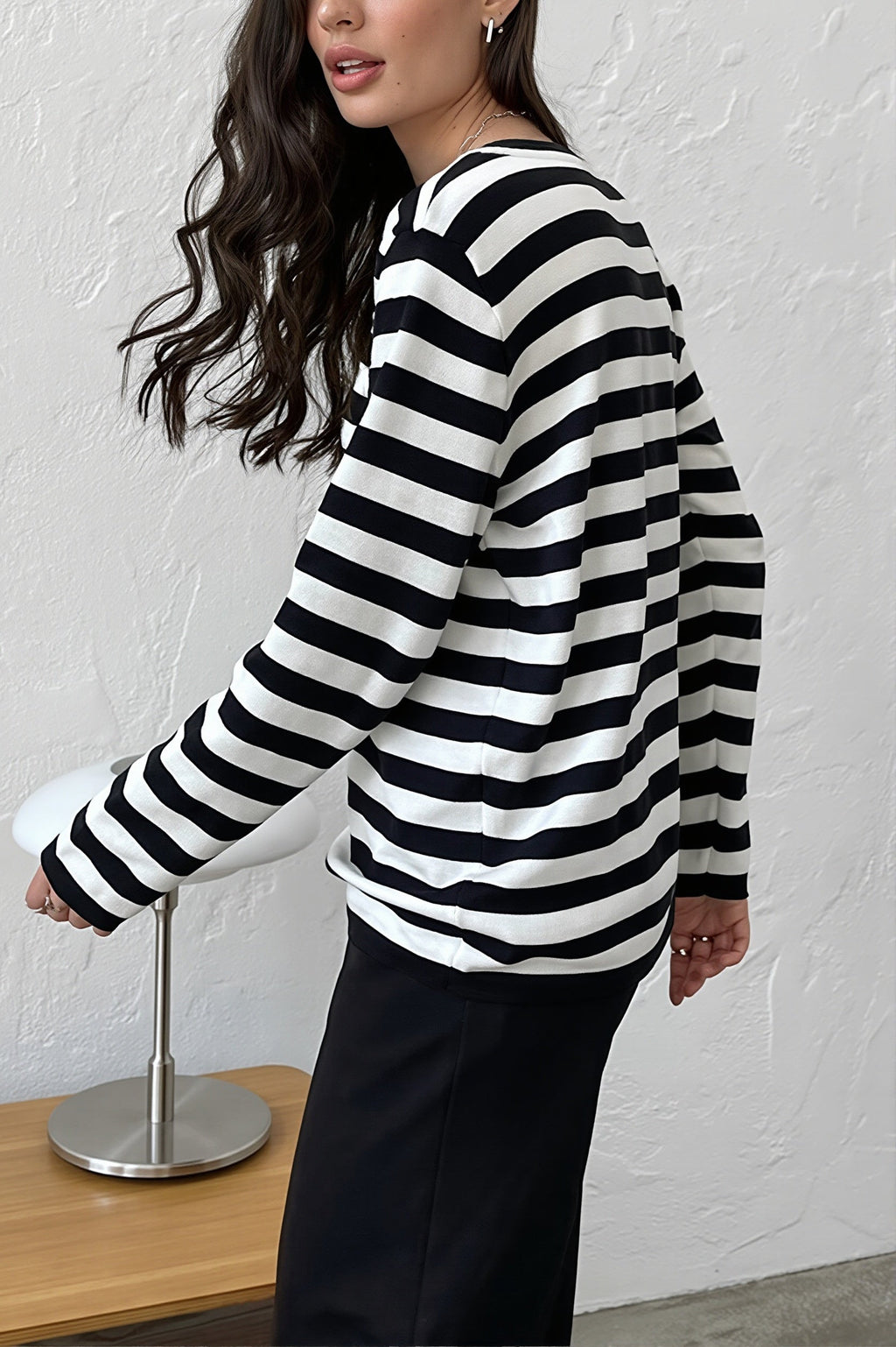 Classic Stripe Crew Neck Relaxed Sweater