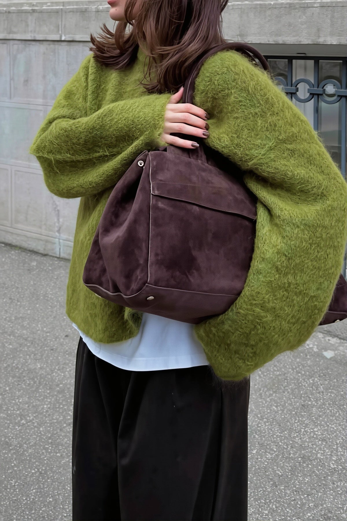 Fuzzy Crew Neck Oversized Sweater