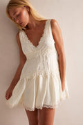 Elegant Lace Splice Slip Mini Dress