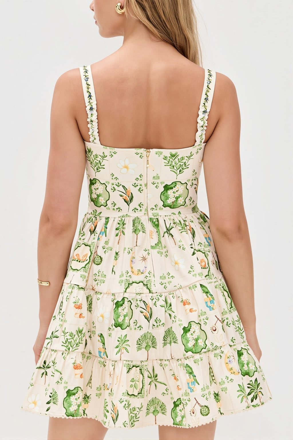 Cami Plant Print Mini Boho Dress