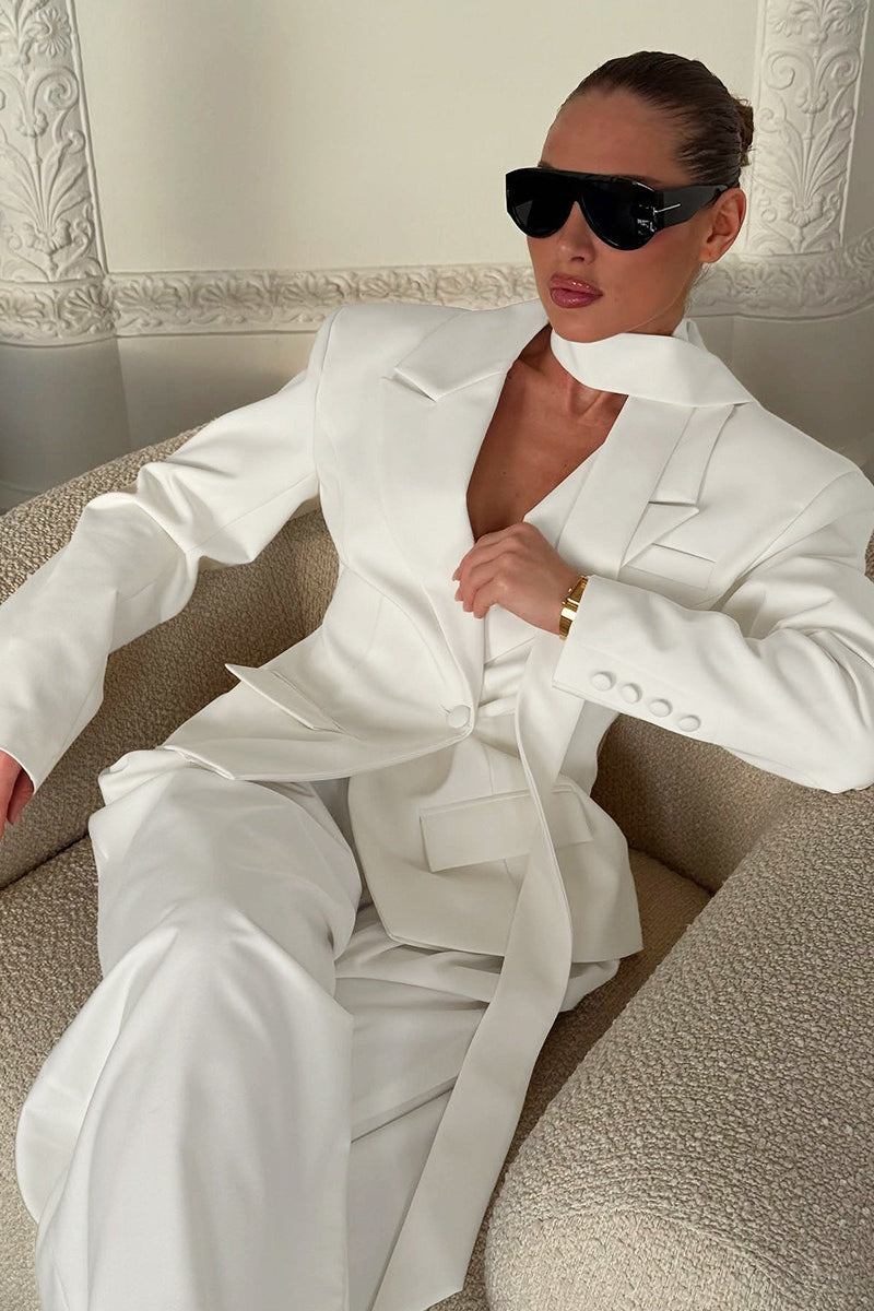 Scarf Tie Waist Fitted Blazer