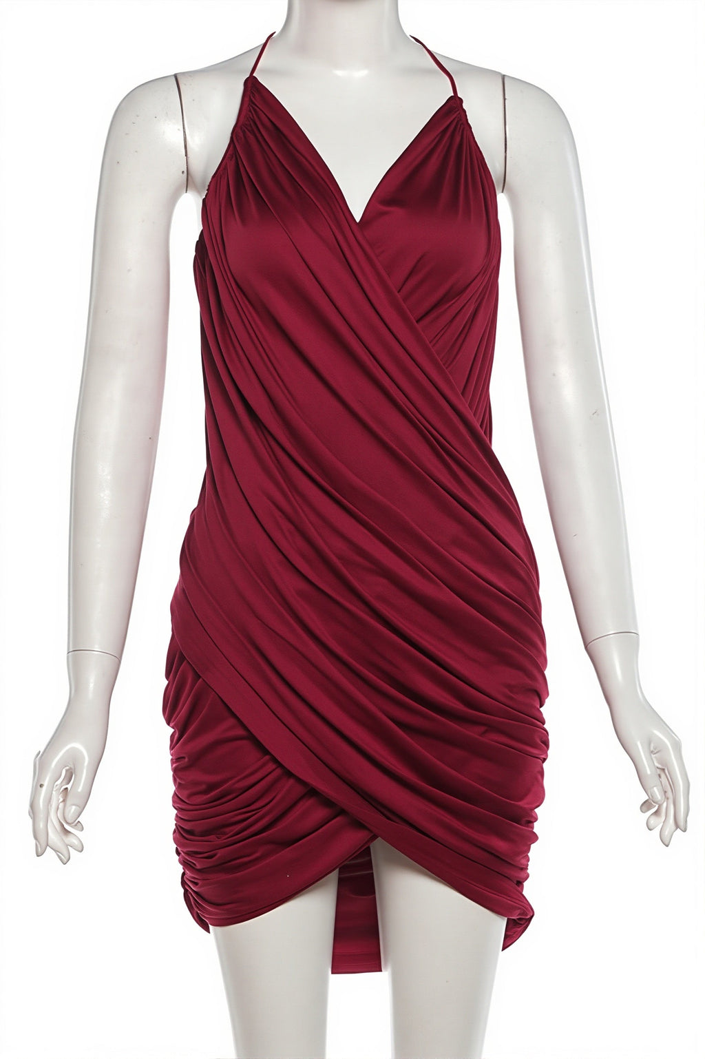 Chic V Neck Ribbed Cami Slim Mini Dress