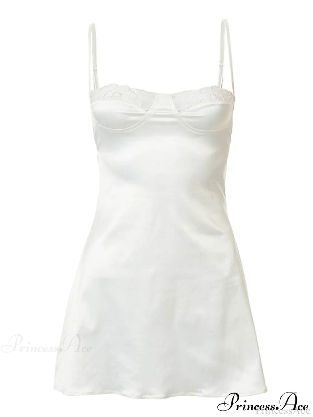 Backless Lace Paneled Trendy Satin Mini Dress