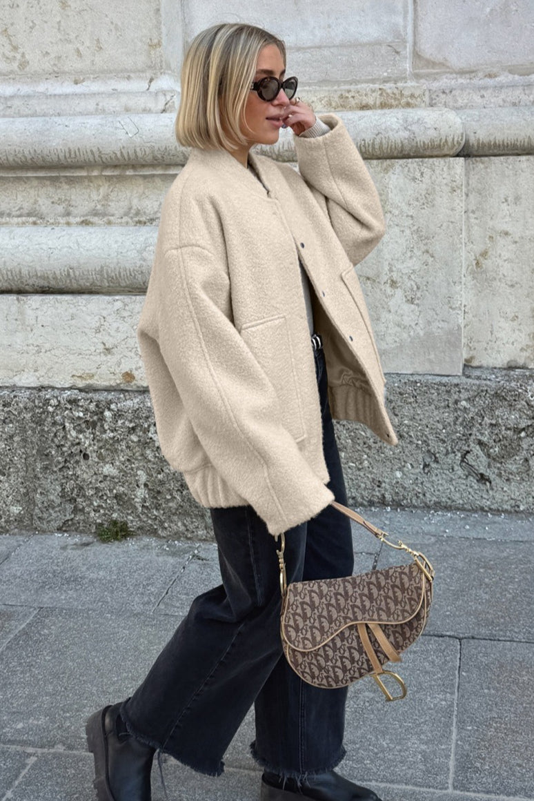 Boucle Stand Collar Pocket Jacket