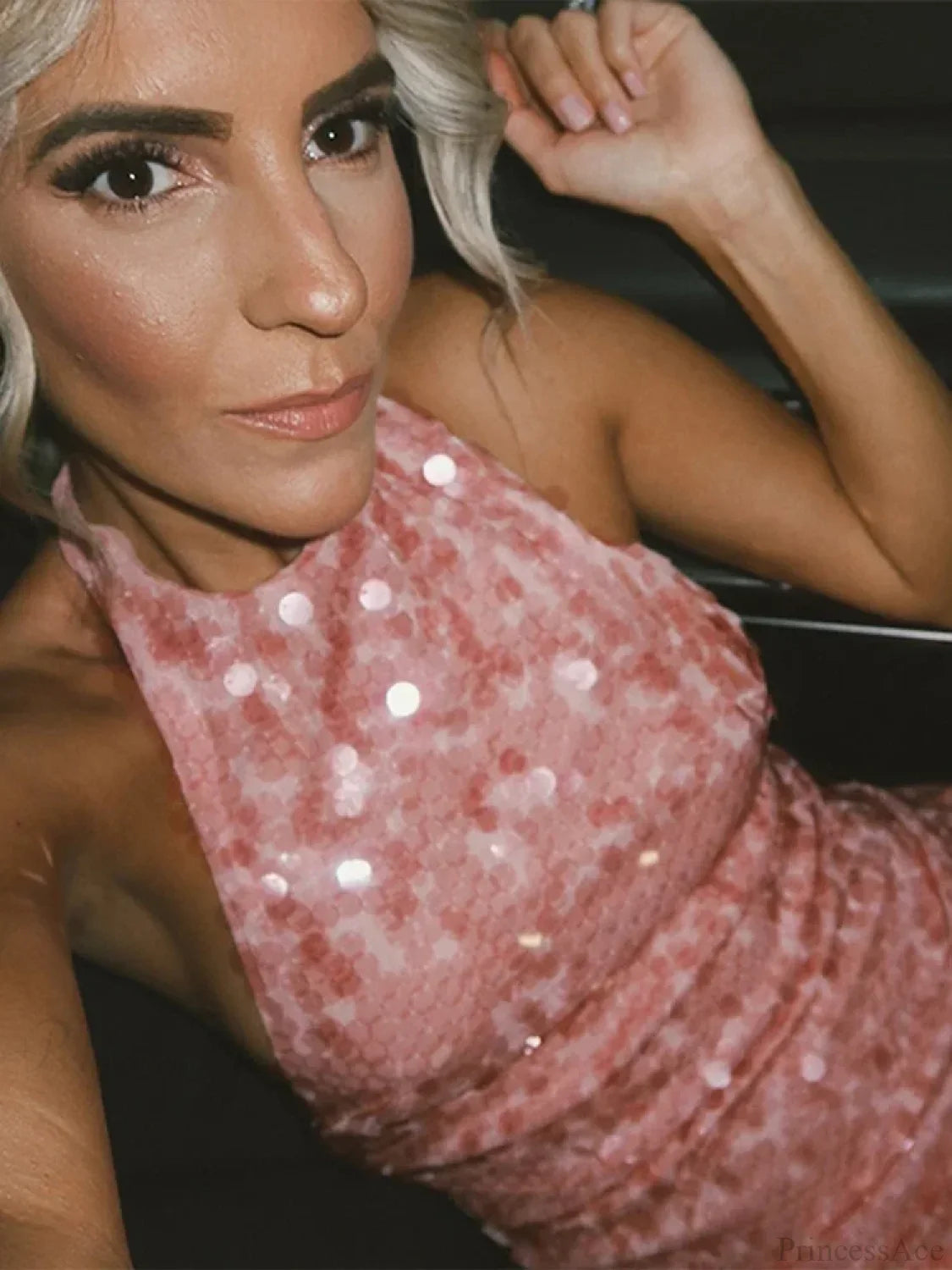 Beaded Sequin Glitter Mini Dress