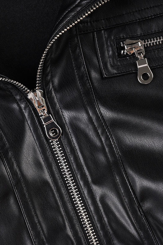Multi Zip Faux Leather Fitted Jacket