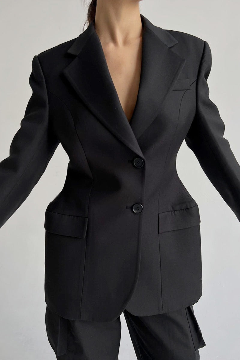 Sculpted Waist Double Button Blazer