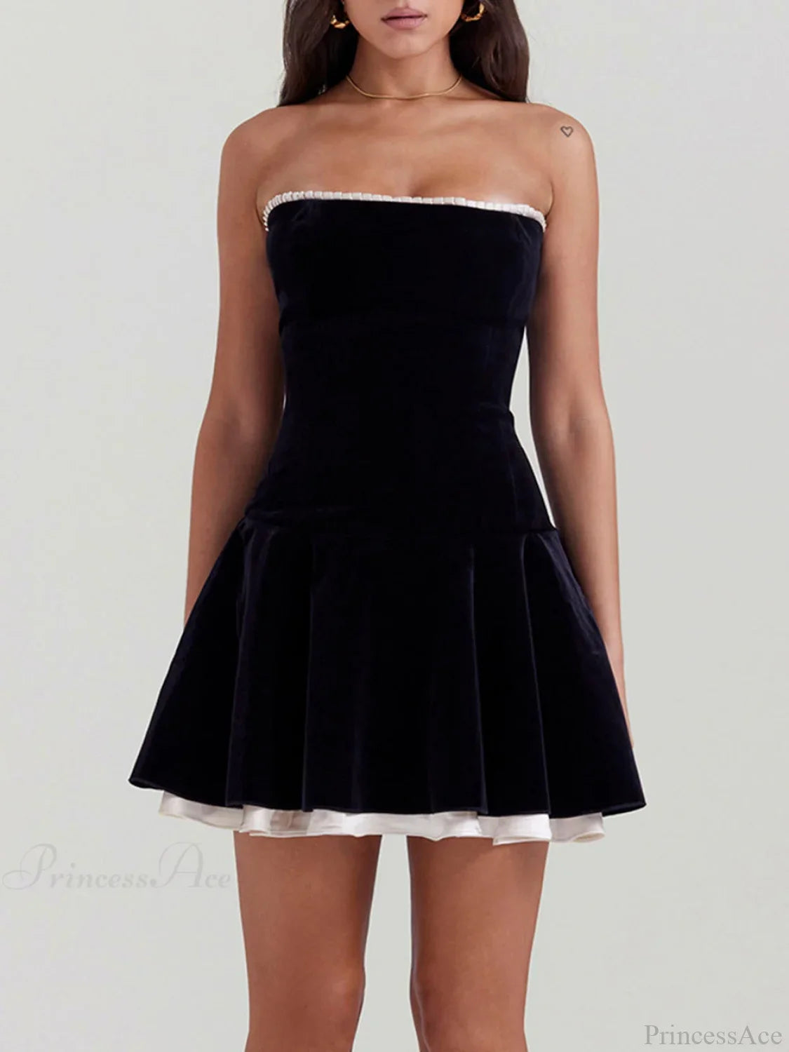 Black Velvet Stylish Strapless Mini Dress
