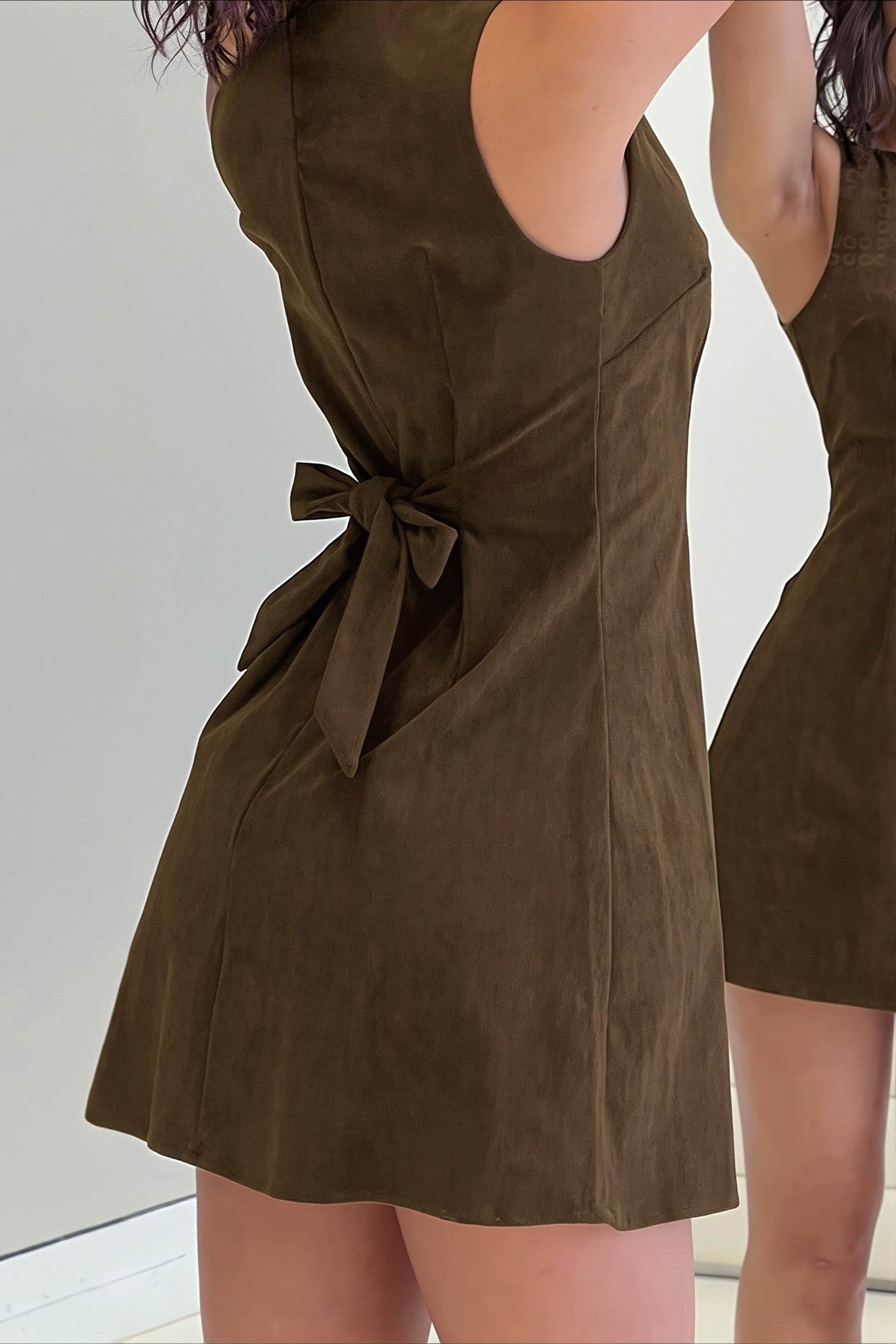Casual Solid Tie Tank Mini Dress