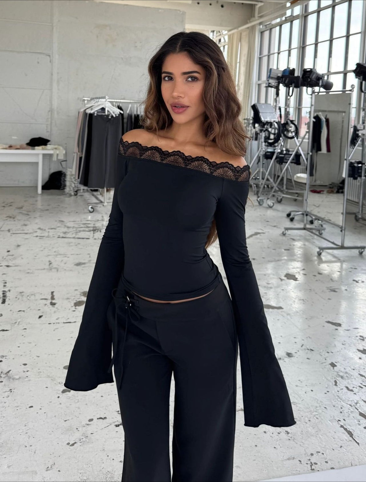 Eyelash Lace Off Shoulder Top