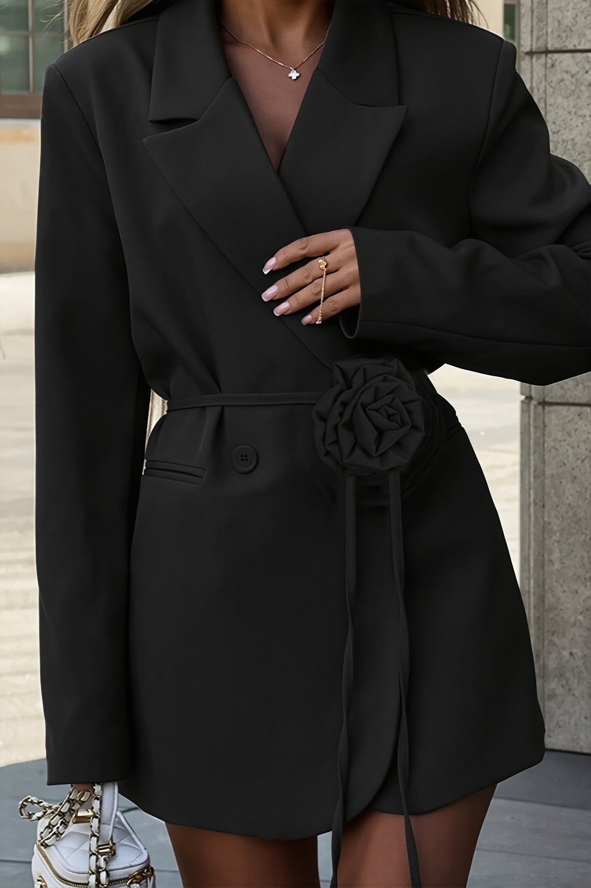 Rose Belt Tailored Blazer Dress