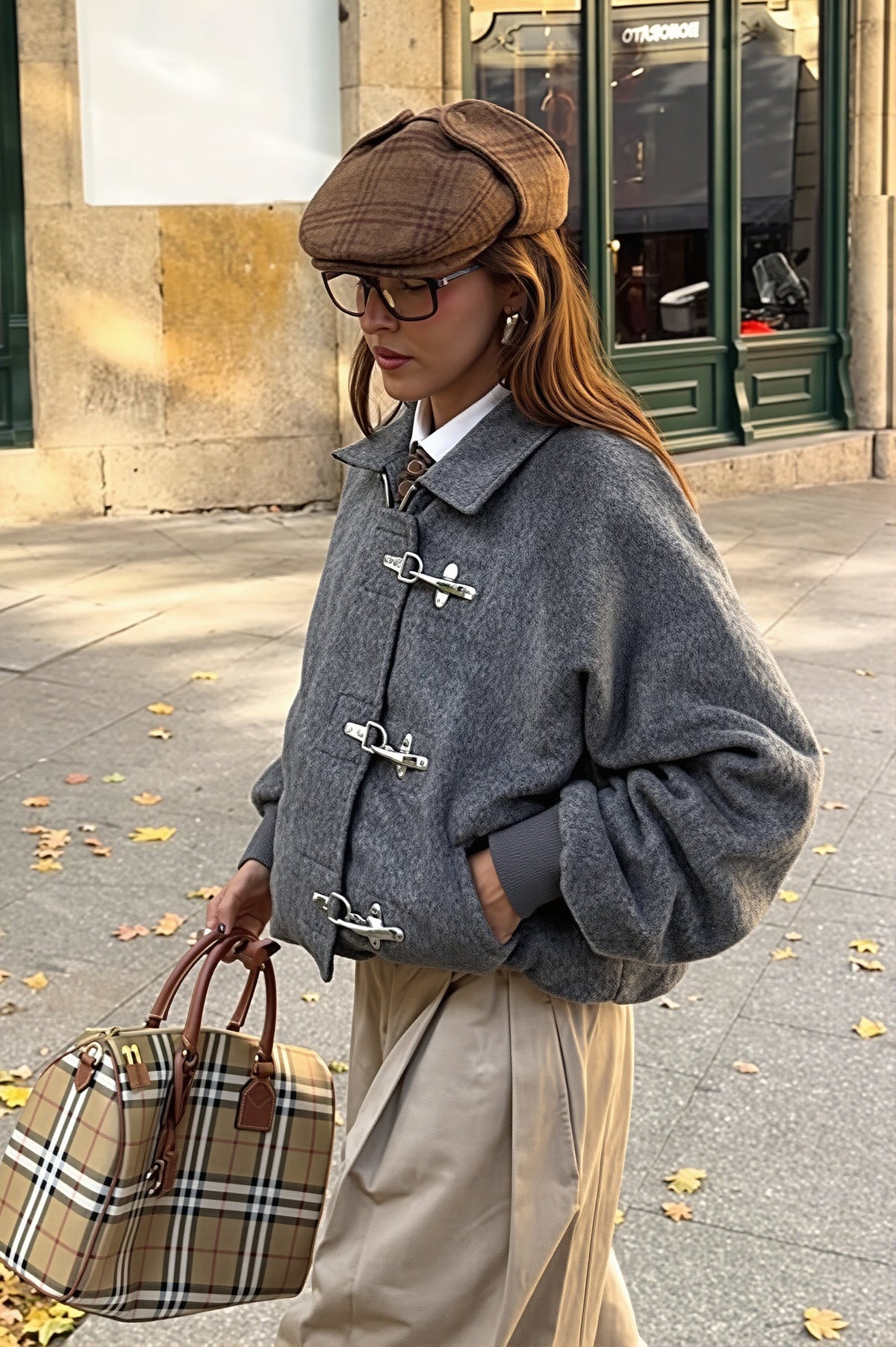 Toggle Front Wool Look Bomber Jacket